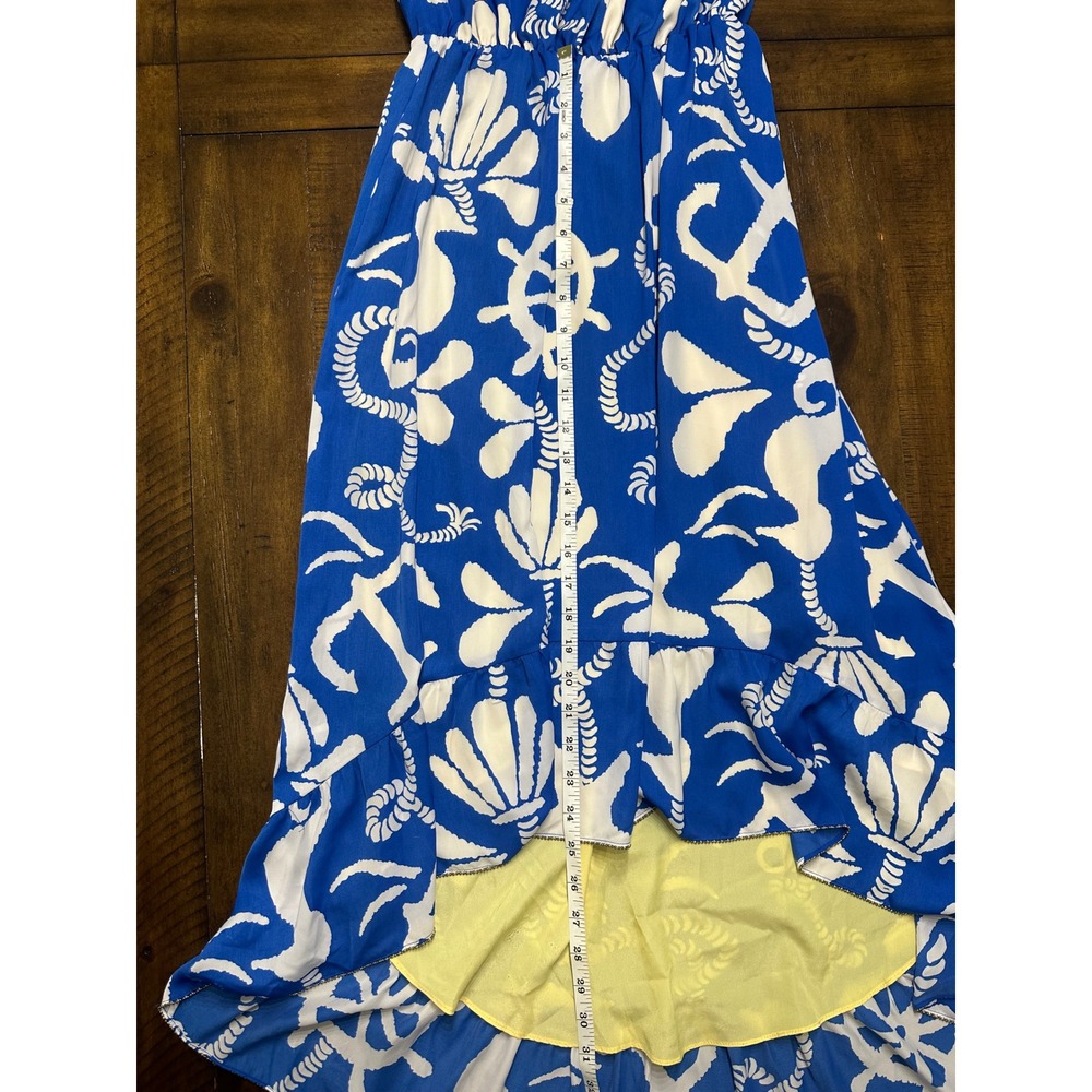 Lilly Pulitzer Strapless High-Low Nautical Anchor Dress Blue White Small - Picture 5 of 11